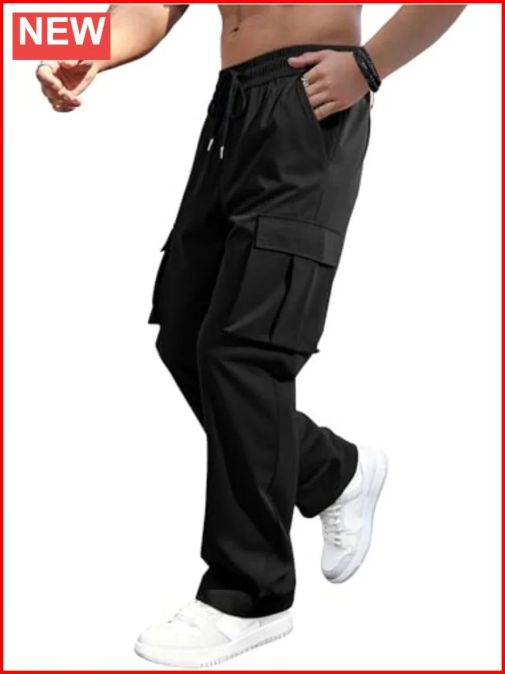 Men's Cargo Joggers with Multi Pockets Stretch Drawstring Sweatpants